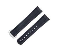 NRYCR 20mm Band FKM Fluorous Gummi Gebogene Ende Für Omega Seamaster 300 Tauchen Edelstahl Falten Schnalle Ersatz Uhrenarmbänder, 20 mm, Achat
