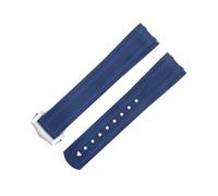 NRYCR 20mm Band FKM Fluorous Gummi Gebogene Ende Für Omega Seamaster 300 Tauchen Edelstahl Falten Schnalle Ersatz Uhrenarmbänder, 20 mm, Achat