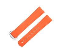 NRYCR 20mm Band FKM Fluorous Gummi Gebogene Ende Für Omega Seamaster 300 Tauchen Edelstahl Falten Schnalle Ersatz Uhrenarmbänder, 20 mm, Achat