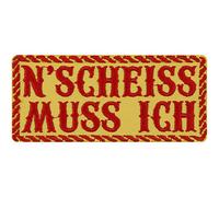 N'Scheiss muss ich Aufnäher Biker Aufbügler/Patch Jeans Flicken Bügelbilder Geschenk Motorrad Applikation für Leder-Jacke/Kutten/Tasche/Jeans-Weste | gelb 100x45mm