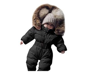 Nsercvb Schneeanzug Baby, Baby Schneeanzug 0-24 Monate Junge Mädchen Winter Overall Mit Kapuze Fleece Dick Strampler Spielanzug Jumpsuit Babykleidung Jacke Mantel Winterjacke Übergangsjacke Outfits