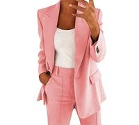 nsiaot Hosenanzug Damen Festlich Elegant Zweiteiler Elegant 2 Teilig Business Casual Anzüge Set Einfarbig Lange AnzugBlazer Elastischer Bund Hose Festlich Hosenanzüge Slimfit Frauen Freizeitanzug