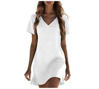 nsiaot Musselin Kleid Damen Sommer Kleider aus Leinen Leicht und Luftige Leinenkleid Elegant Midi Knielang Sommerkleid Boho Große Größen Leinenkleider Strandkleid