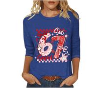 NSICBMNO 3/4-Ärmel, Tops für Damen, übergroße T-Shirts, Tunika, Top, Ve Day, Damen-T-Shirt, Herz-T-Shirt, Rundhalsausschnitt, Baggy-Shirt, Sommer, Ausgehen, Tops für Freizeit, Arbeit