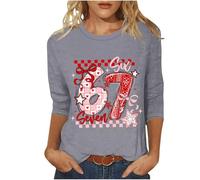 NSICBMNO 3/4-Ärmel, Tops für Damen, übergroße T-Shirts, Tunika, Top, Ve Day, Damen-T-Shirt, Herz-T-Shirt, Rundhalsausschnitt, Baggy-Shirt, Sommer, Ausgehen, Tops für Freizeit, Arbeit