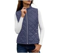 NSICBMNO Bodywarmer für Frauen mit Reißverschlusstaschen Verkauf Clearance Damen Steppweste Stehkragen Weste Reißverschluss Weste Leichte Daunenjacke Gepolsterte Weste Slim Fit Weste Winterweste