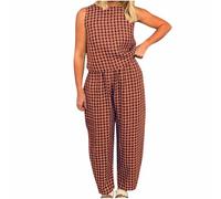 NSICBMNO Co Ord Sets für Damen, Sommer, Loungewear, Set, kariert, Pyjama, ärmellos, Weste, Oberteil, Baggy-Hose, 2-teiliges Outfit, karierte Pyjamahose, Baumwoll-Tops, lässiger Trainingsanzug,