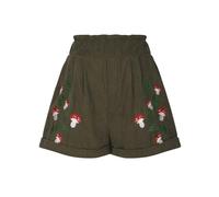 NSICBMNO Damen-Shorts, elastische Taille, lässige Shorts mit Taschen, Pilz-Shorts, Cord-Shorts, lockere Sommer-Shorts, weite Beinhose, Bermuda-Shorts, Hotpants, Sport, Yoga-Shorts, Übergröße, Grün, L