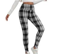 NSICBMNO Fleece-gefütterte Leggings für Damen, kariert, Pyjamahose, Winterhose, Thermo-Leggings, dicke Strumpfhose, hohe Taille, Yogahose, Loungewear, Sherpa-Fleece-Hose, Schottenkaro, Lounge-Hose, C