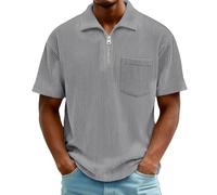 NSICBMNO Herren-Pullover mit Viertelreißverschluss, Übergröße, Langarm, Laufshirt, V-Ausschnitt, Cord, Golf, Polo-Shirts, Quarter-Rip, Sweatshirts, Henley-Shirts, Baggy-T-Shirt für Freizeit und Arbeit