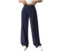 NSICBMNO Hose mit weitem Bein für Damen, elegante Freizeithose, Anzughose, Baggy, Sweathose, elastische Taille, Jogger, ausgestellte Yogahose, Trainingshose für Business, Büro, Arbeit, Lounge, 01#blau