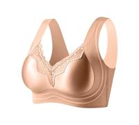 NSICBMNO Jelly BHs für Damen, Spitzenbralette, bügelloser BHs, gepolsterter BH, bügelloser Komfort-BH, kabellos, Push-Up-Bralette, Shapewear, volle Abdeckung, Schlaf, Alltagsbralettes, Beige., L