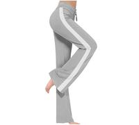 NSICBMNO Jogginghose mit geradem Bein, ausgestellte Hose, Seitenstreifen, Trainingshose, Fitnesshose, leichte Sweathose, Kordelzug, Yogahose für Fitnessstudio, Joggen, Laufen, Sport, 01#Grau, L