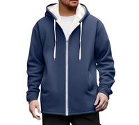 NSICBMNO Kapuzenpullover mit Reißverschluss für Herren, Fleece-gefütterter Kapuzenpullover mit Taschen, Winterjacken, übergroßer Kapuzenpullover, Fleece-Jacke mit Kapuze, Sport-Kapuzenpullover