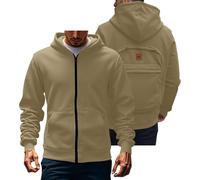 NSICBMNO Kapuzenpullover mit Reißverschluss für Herren, Reise-Kapuzenpullover mit Rucksack, Fleece-gefüttert, Sweatshirt, taktische Militär-Kapuzenpullover, Wintermäntel, durchgehender Reißverschluss