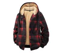 NSICBMNO Kapuzenpullover mit Reißverschluss für Herren, Thermo-kariert, Holzfäller-Fell, Fleecefutter, Sherpa-Jacke, Winterjacken, durchgehender Reißverschluss, Fleecejacke, übergroßes Sweatshirt