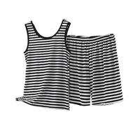 NSICBMNO Loungewear-Sets für Damen, Übergröße, zweiteiliges Outfit, Modal-Pyjama, gestreift, Lounge-Sets, ärmellos, Tank-Tops, Westen, Shorts, Co-Ord, Sommer, Urlaub, Outfits, lässiges