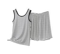 NSICBMNO Loungewear-Sets für Damen, Übergröße, zweiteiliges Outfit, Modal-Pyjama, gestreift, Lounge-Sets, ärmellos, Tank-Tops, Westen, Shorts, Co-Ord, Sommer, Urlaub, Outfits, lässiges