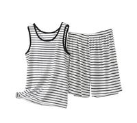 NSICBMNO Loungewear-Sets für Damen, Übergröße, zweiteiliges Outfit, Modal-Pyjama, gestreift, Lounge-Sets, ärmellos, Tank-Tops, Westen, Shorts, Co-Ord, Sommer, Urlaub, Outfits, lässiges