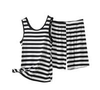 NSICBMNO Loungewear-Sets für Damen, Übergröße, zweiteiliges Outfit, Modal-Pyjama, gestreift, Lounge-Sets, ärmellos, Tank-Tops, Westen, Shorts, Co-Ord, Sommer, Urlaub, Outfits, lässiges