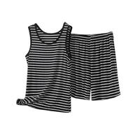 NSICBMNO Loungewear-Sets für Damen, Übergröße, zweiteiliges Outfit, Modal-Pyjama, gestreift, Lounge-Sets, ärmellos, Tank-Tops, Westen, Shorts, Co-Ord, Sommer, Urlaub, Outfits, lässiges