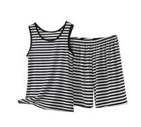 NSICBMNO Loungewear-Sets für Damen, Übergröße, zweiteiliges Outfit, Modal-Pyjama, gestreift, Lounge-Sets, ärmellos, Tank-Tops, Westen, Shorts, Co-Ord, Sommer, Urlaub, Outfits, lässiges