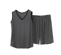 NSICBMNO Loungewear-Sets für Damen, UK-Trainingsanzug-Set, 2-teilig, Sommer-Outfits, gestreift, Lounge-Sets, V-Ausschnitt, Tank-Tops, ärmellose Westen, elastische Taille, Shorts, Modal-Pyjama