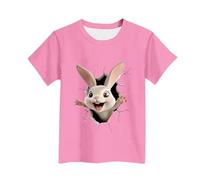 NSICBMNO Mädchen T-Shirts Ostern Top Lustiges Kaninchen-T-Shirt Kinder Kurzarm Top Mode Grafik Cartoon Rundhalsausschnitt Casual Sport Lose Schule Tunika Tops Bluse für 3-14 Jahre, Rosa, 10 Jahre
