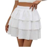 NSICBMNO Mini-Röcke für Damen, Sommer, A-Linie, ausgestellte Röcke, hohe Taille, Faltenrock, sexy Skater, geschichtete Rüschen, kurzer Rock für Club, Cosplay, Rave, Party, Tennis, Schule, 07#Weiß, S