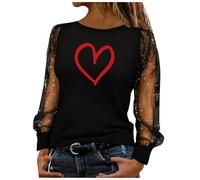 NSICBMNO Oberteil für Damen, glitzernde Pailletten, Partykleidung, durchsichtig, langärmelig, V-Ausschnitt, Bluse, Rundhalsausschnitt, weite T-Shirts, lässige Blusen, elegante Blusen, B Schwarz, XL