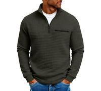 NSICBMNO Pullover mit halbem Reißverschluss für Herren, langärmelig, Laufshirt, V-Ausschnitt, Oversize-Sweatshirt, Waffelstrickpullover, Henley-T-Shirt, Sweatshirts, Freizeithemden, Baggy-Sweatshirt