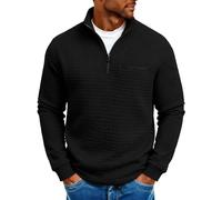 NSICBMNO Pullover mit halbem Reißverschluss für Herren, langärmelig, Laufshirt, V-Ausschnitt, Oversize-Sweatshirt, Waffelstrickpullover, Henley-T-Shirt, Sweatshirts, Freizeithemden, Baggy-Sweatshirt
