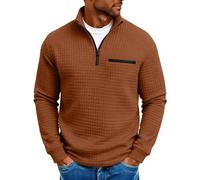 NSICBMNO Pullover mit halbem Reißverschluss für Herren, langärmelig, Laufshirt, V-Ausschnitt, Oversize-Sweatshirt, Waffelstrickpullover, Henley-T-Shirt, Sweatshirts, Freizeithemden, Baggy-Sweatshirt