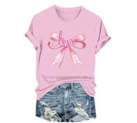 NSICBMNO Sommer-Tops für Damen, UK-Overiszed-T-Shirts, Schleife, Blusen, Kurzarm-Top, Ve-Day-T-Shirt, Herz-T-Shirt, Rundhalsausschnitt, Baggy-T-Shirt, lässig, elegantes Oberteil für Freizeit, Arbeit