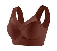 NSICBMNO Sport-BHs für Damen, Übergröße, ohne Bügel, Bralette, nicht gepolstert, Stütz-BH für schlaffe Brüste, kabellos, Push-Up-Bralette, volle Abdeckung, V-Ausschnitt, Bralettes Sport-BH, Ein Kaffee