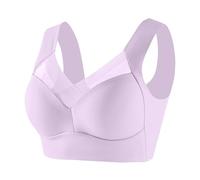 NSICBMNO Sport-BHs für Damen, Übergröße, ohne Bügel, Bralette, nicht gepolstert, Stütz-BH für schlaffe Brüste, kabellos, Push-Up-Bralette, volle Abdeckung, V-Ausschnitt, Bralettes Sport-BH, B Lila, L