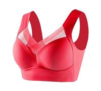 NSICBMNO Sport-BHs für Damen, Übergröße, ohne Bügel, Bralette, nicht gepolstert, Stütz-BH für schlaffe Brüste, kabellos, Push-Up-Bralette, volle Abdeckung, V-Ausschnitt, Bralettes Sport-BH, A Rot, 3XL