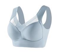 NSICBMNO Sport-BHs für Damen, Übergröße, ohne Bügel, Bralette, nicht gepolstert, Stütz-BH für schlaffe Brüste, kabellos, Push-Up-Bralette, volle Abdeckung, V-Ausschnitt, Bralettes Sport-BH, D Hellblau