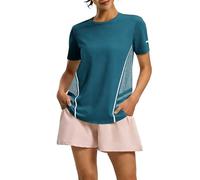 NSICBMNO Sport-Tops für Damen, Übergröße, Übergröße, kurzärmelig, Tunika, Tops, Rundhalsausschnitt, Blusen, Farbblock, Sport-T-Shirt, leichtes Sommer-Top, Workout, Laufen, Tennis, Yoga, A Blau, 4XL