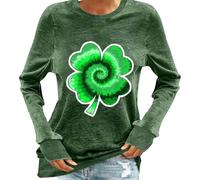 NSICBMNO Übergroße T-Shirts für Damen, langärmelig, Tunika, Top, Rundhalsausschnitt, Blusen, St. Patricks Day, Top, Kleeblatt, bedruckt, Tunika, Pullover, lässige Blusen, irisches grünes T-Shirt