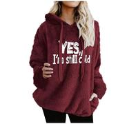 NSICBMNO Übergroßer Kapuzenpullover für Damen, mit Aufschrift "Yes I'M Still Cold", Teddy-Fleece, flauschiger Pullover mit Tasche, Baggy-Sweatshirt, langärmelig, Tops, Tunika, Pullover, Kordelzug