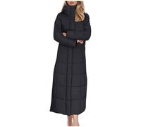 NSICBMNO Winterjacke für Damen, langer Mantel, Maxi-Puffer-Mantel, übergroße Daunenmäntel, langer Kapuzenpullover, Parka, Jacke, gesteppter Mantel, durchgehender Reißverschluss, lässiger Winter