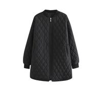 NSICBMNO Winterjacke für Damen, Übergröße, gesteppt, leicht, gepolstert, lange Pufferjacken, Reißverschluss, einfarbig, lässig, warme Jacke, Outwear, Windbreaker, Jacke, 01#schwarz, 6XL