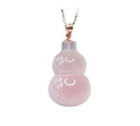 NTIYOU Natürliche rosa Chalcedon Kür chat Anhänger Halskette for Frauen, S925 Sterling Silber Jade Kette Halskette Schmuck