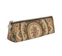 NTVOWPZO Federmäppchen aus Leder, großes Fassungsvermögen, blauer Kunstrahmen, Federmäppchen mit Reißverschluss, Stifthalter für Damen, Beige und Grün, One Size, Federmäppchen