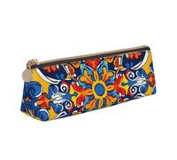 NTVOWPZO Federmäppchen aus Leder, großes Fassungsvermögen, Eisbär, mit Hut, Federmäppchen mit Reißverschluss, Stifthalter für Damen, Lebendige Primärfarben, One Size, Federmäppchen