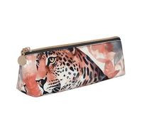 NTVOWPZO Federmäppchen aus Leder, großes Fassungsvermögen, Federmäppchen, Schwarz und Rot, mit Reißverschluss, Stifthalter für Damen