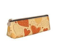 NTVOWPZO Federmäppchen aus Leder, großes Fassungsvermögen, gelbe und rote Herzen, Federmäppchen mit Reißverschluss, Stifthalter für Damen, Gelbe und rote Herzen, One Size, Federmäppchen