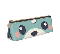 NTVOWPZO Federmäppchen aus Leder, großes Fassungsvermögen, Samurai-Federmäppchen mit Reißverschluss, Stifthalter für Damen, Bärenkopf-Logo, One Size, Federmäppchen