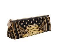 NTVOWPZO Federmäppchen aus Leder, großes Fassungsvermögen, Schneemann mit Hut, Federmäppchen mit Reißverschluss, Stifthalter für Damen, Gelbes Muster, One Size, Federmäppchen